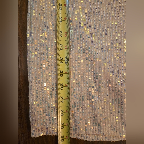 Speechless Small Long Balloon Sleeve Opalescent Sequin Tie Back Mini Dress - Picture 5 of 7